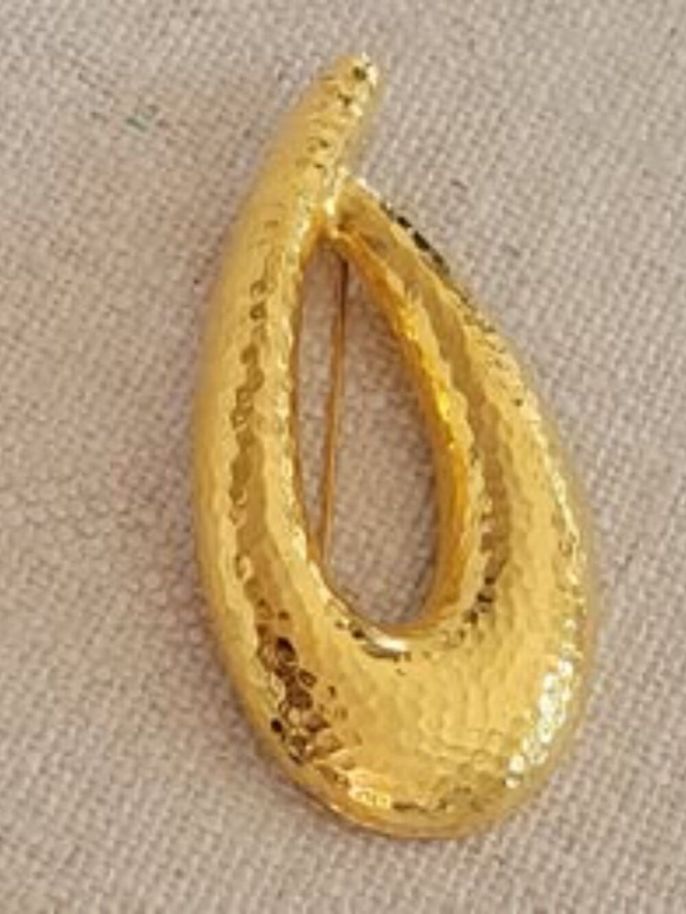 Vintage Monet Hammered Gold tone Brooch